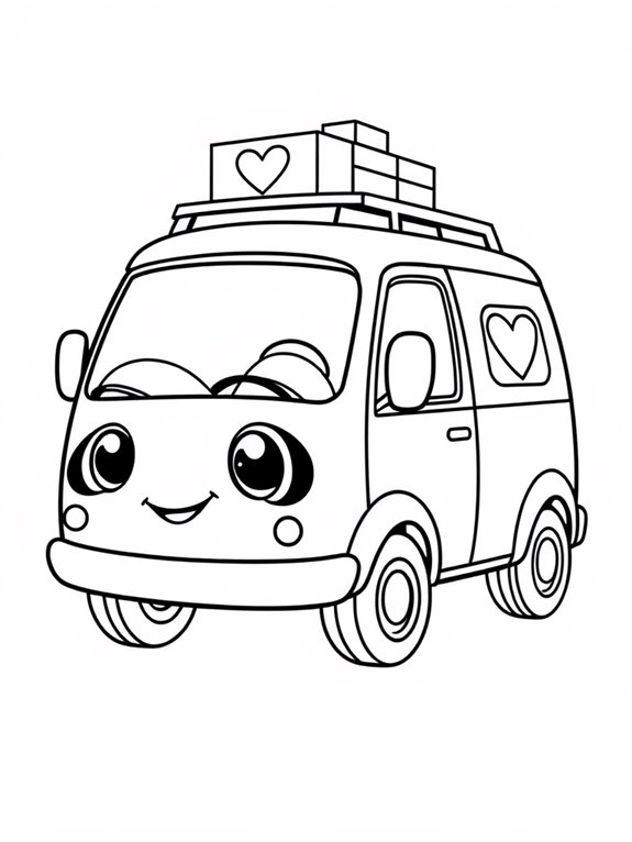 cute cartoon delivery van