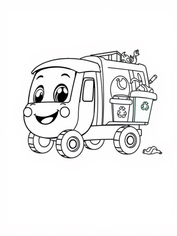 cute cartoon garbage truck