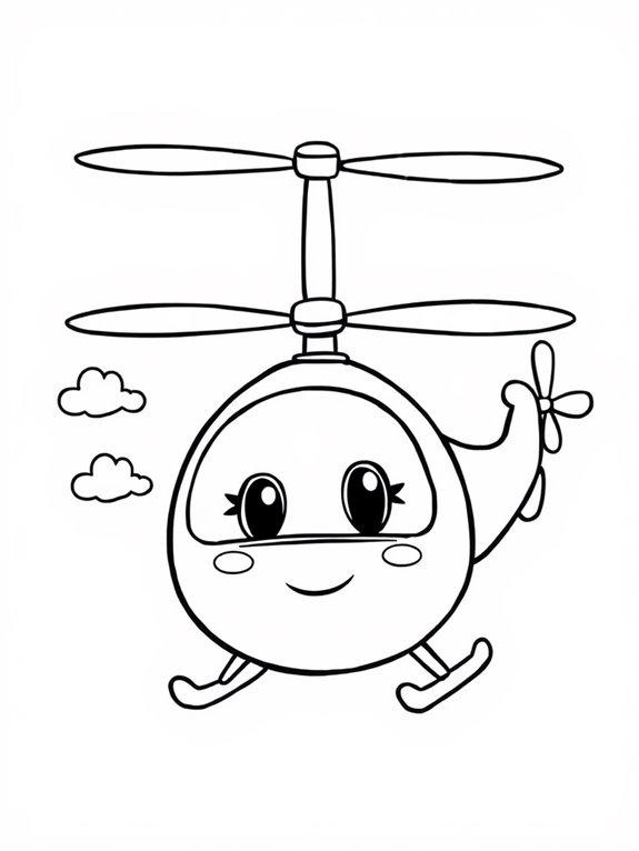 cute cartoon helicopter coloring