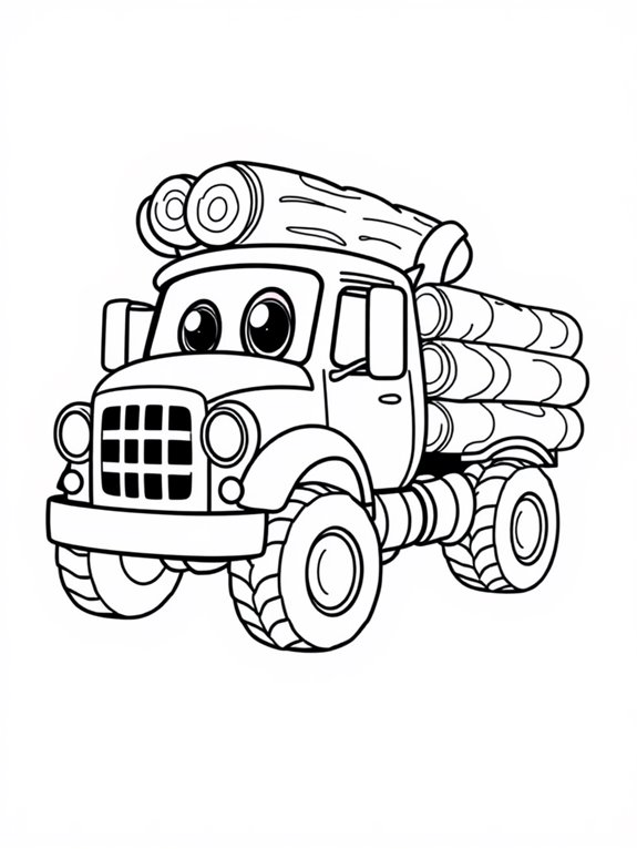 cute cartoon logging truck