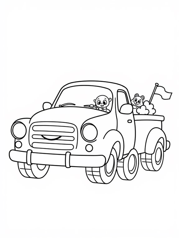 cute cartoon pickup truck