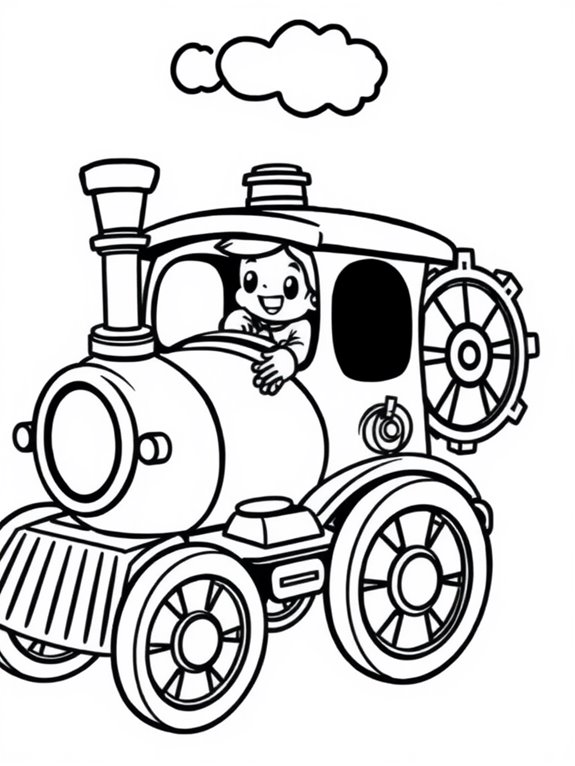 cute cartoon steam car