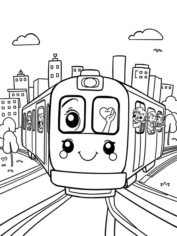 cute cartoon subway train