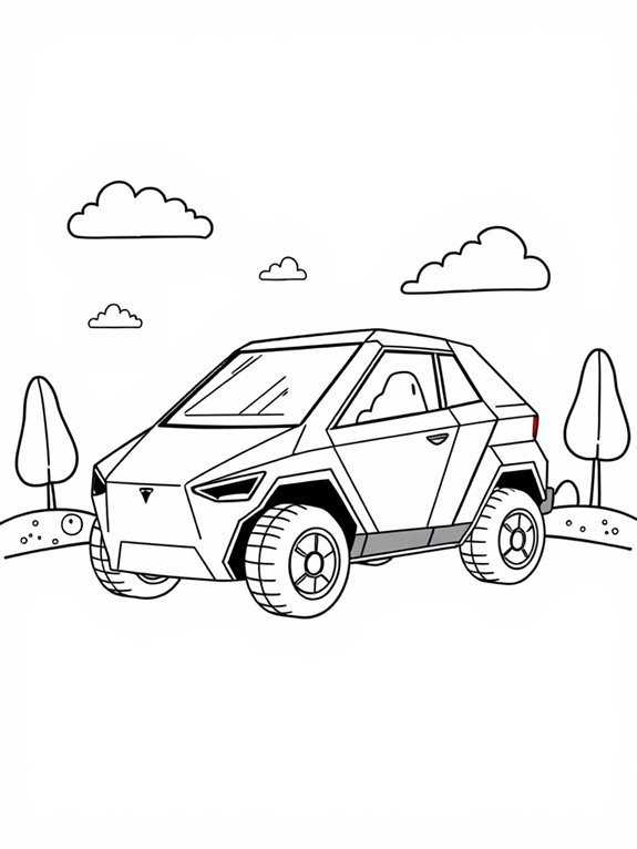 cute cartoon tesla truck