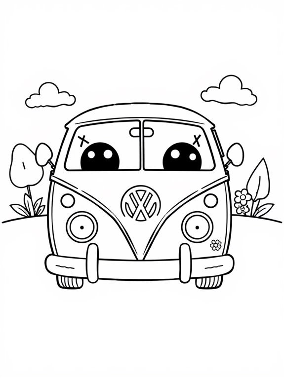 cute cartoon volkswagen bus