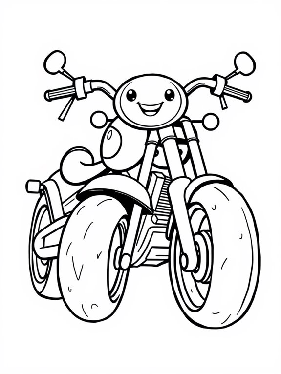 cute chopper motorcycle coloring