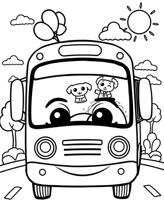 cute city bus character