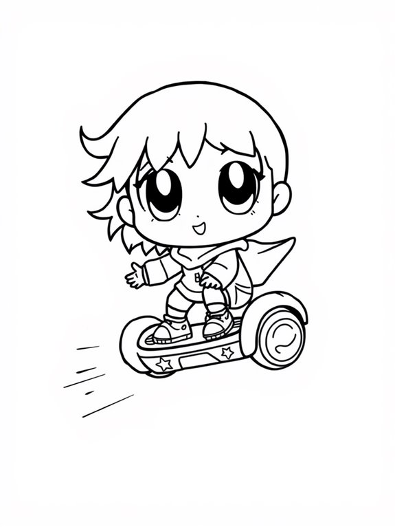 cute hoverboard coloring page