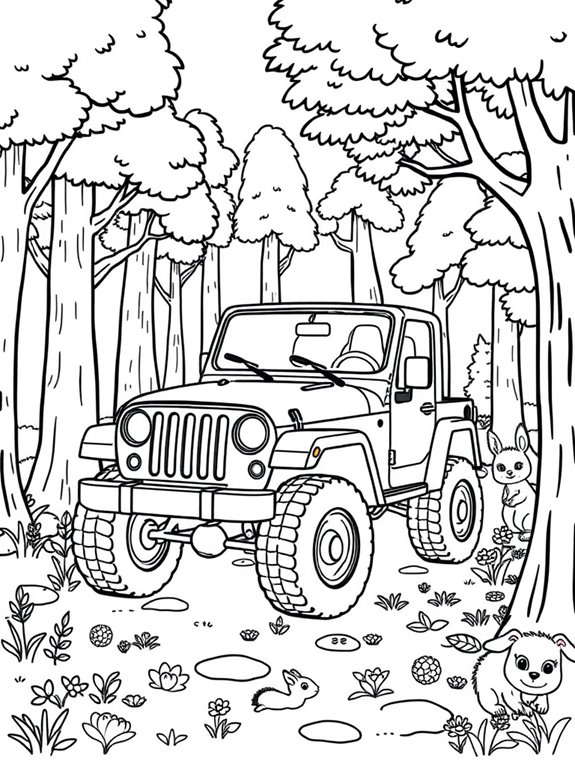 cute jeep in forest