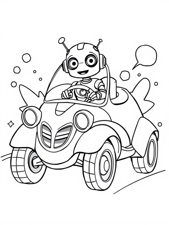 cute robot in car