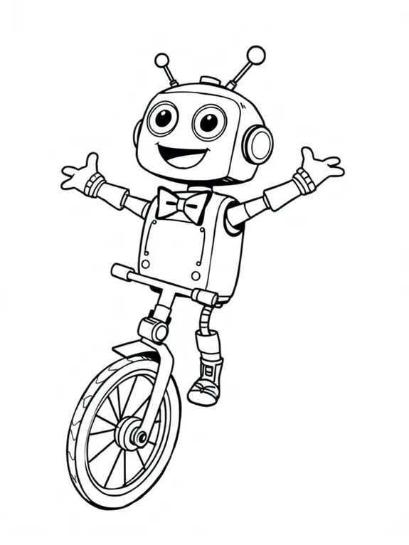 cute robot on unicycle