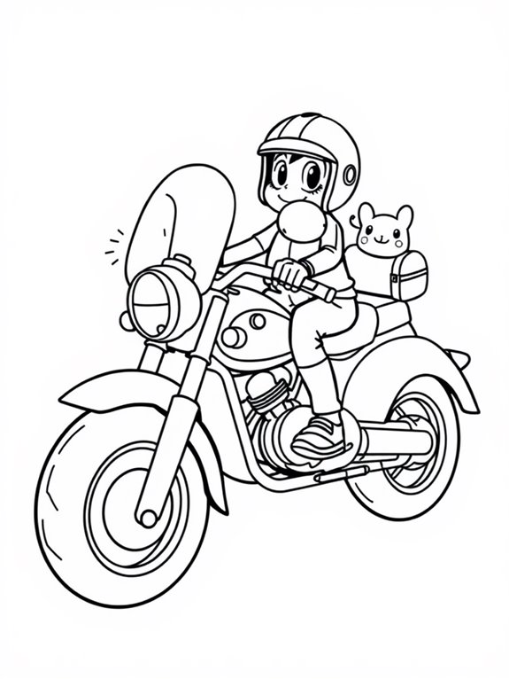 cute sidecar motorcycle coloring