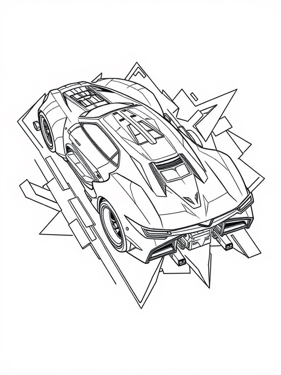 cyberpunk car coloring page