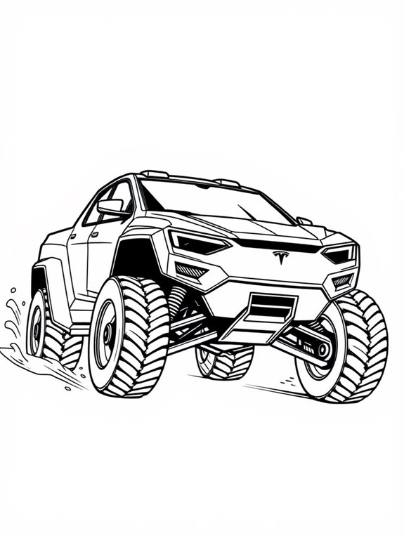 cybertruck racing coloring page