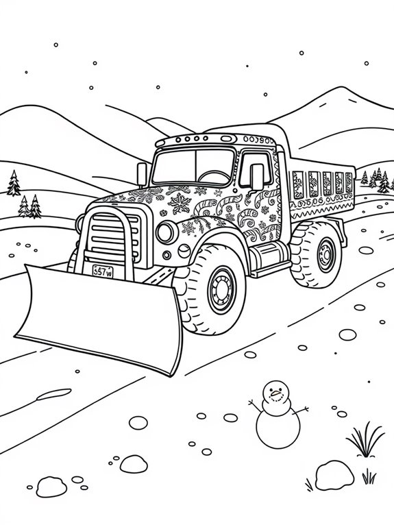 decorative snowplow truck illustration