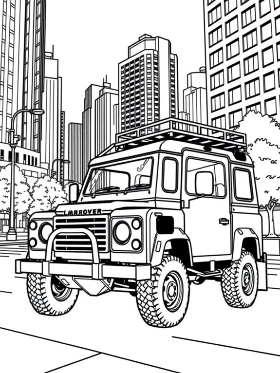 defender amidst urban scenery