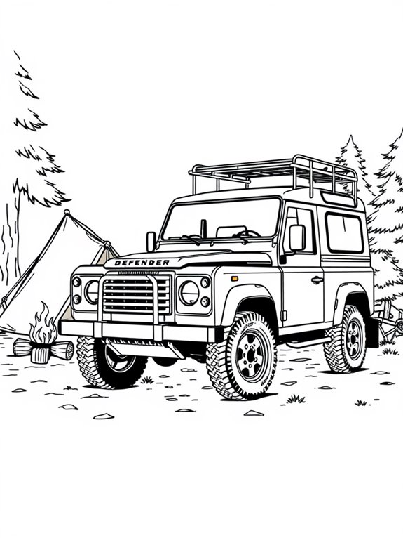 defender camping adventure coloring page