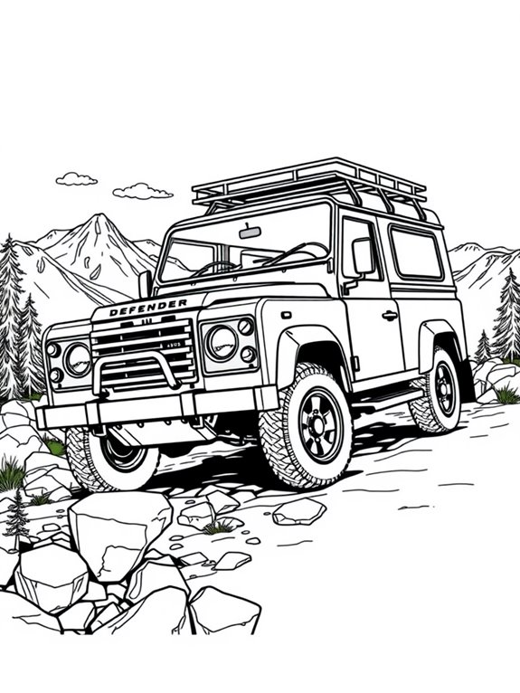 defender climbing mountain terrain