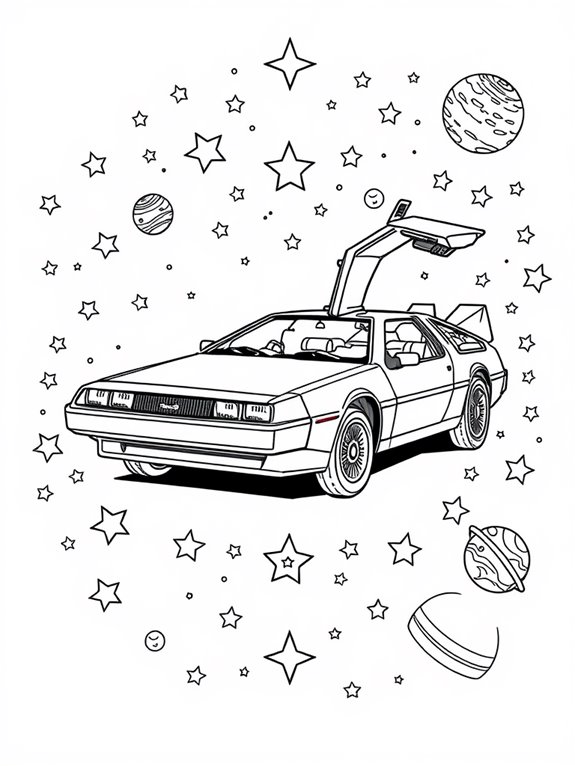 delorean amidst cosmic scenery