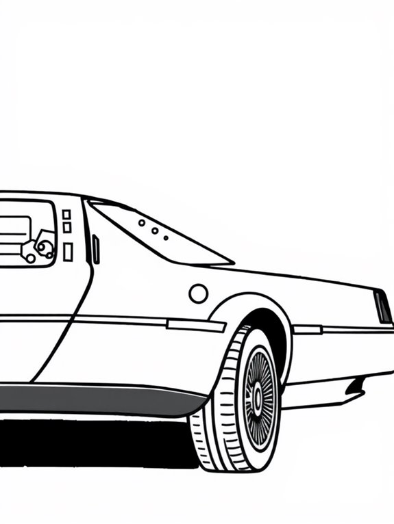 delorean coloring page design