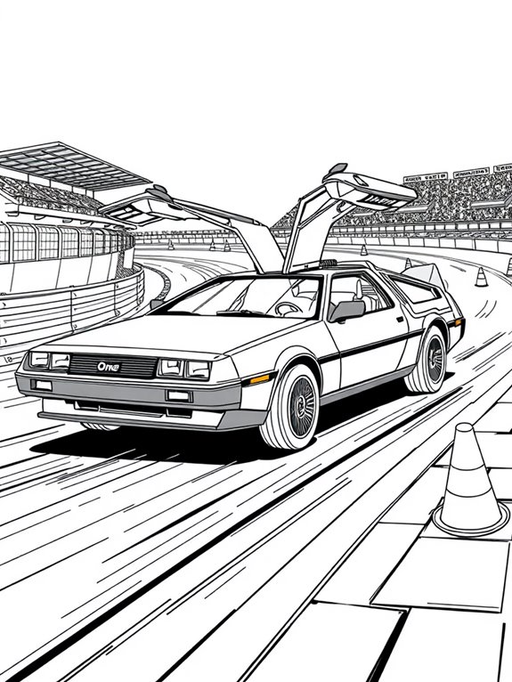 delorean race track illustration