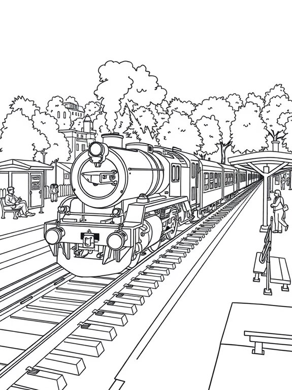 diesel train station coloring page