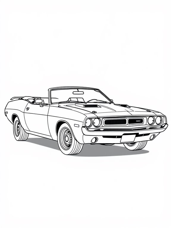 dodge challenger convertible coloring page