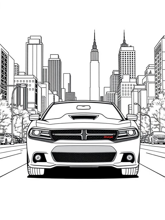 dodge charger urban coloring page