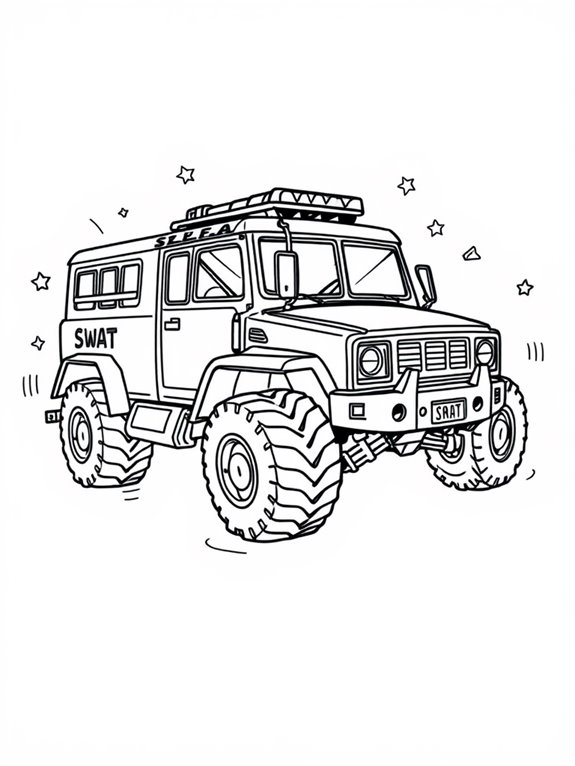 doodle style swat truck illustration