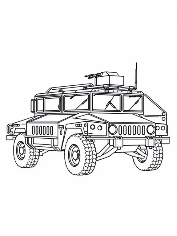 easy humvee coloring page