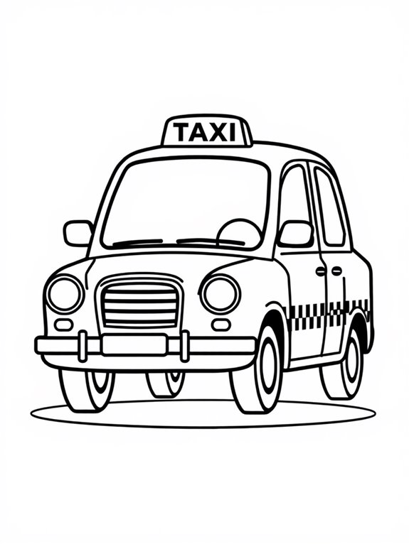 easy taxi coloring page