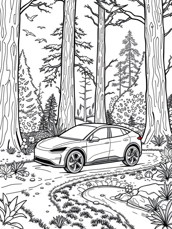 electric car in nature