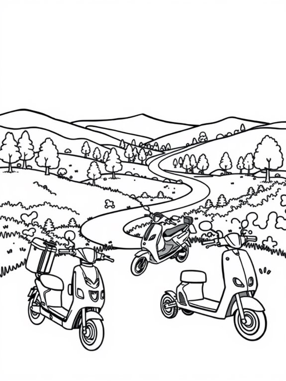 electric scooters in landscape