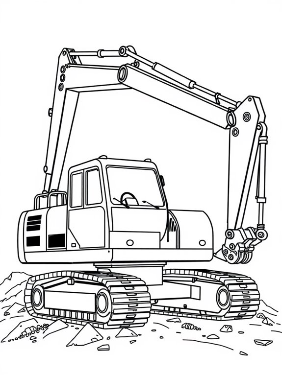 excavator coloring page design