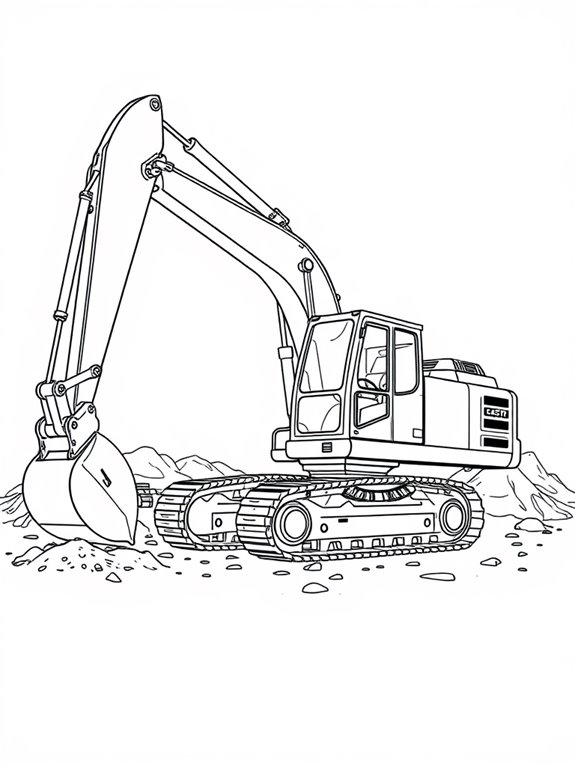 excavator coloring page design