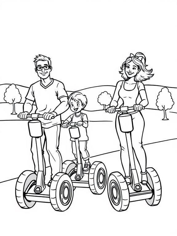 family riding segways together