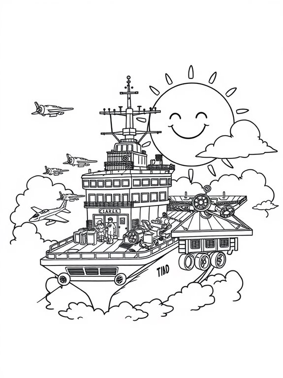 fantasy aircraft carrier coloring