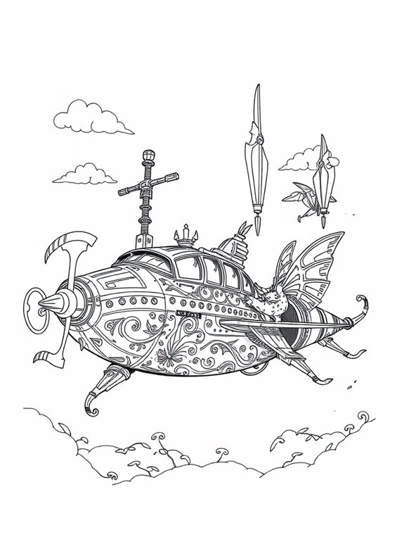 fantasy hovercraft coloring page