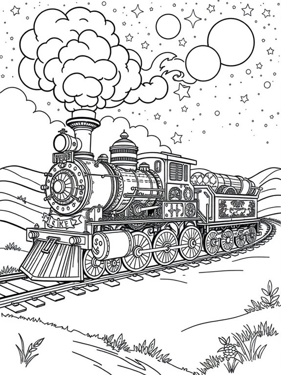 fantasy steam train illustration