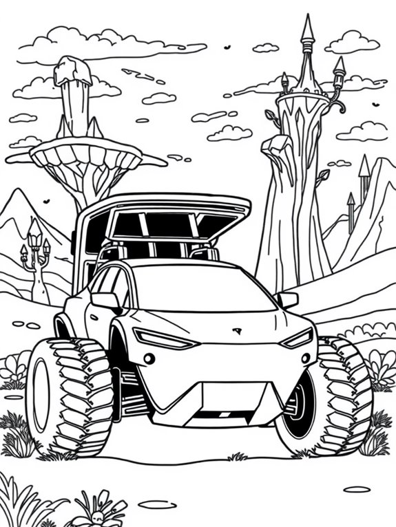 fantasy tesla cybertruck coloring