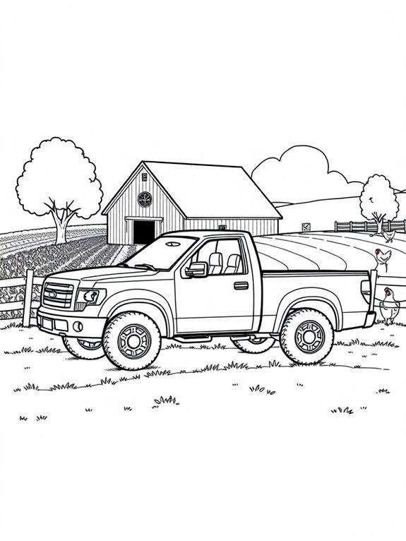 farm themed pickup truck coloring