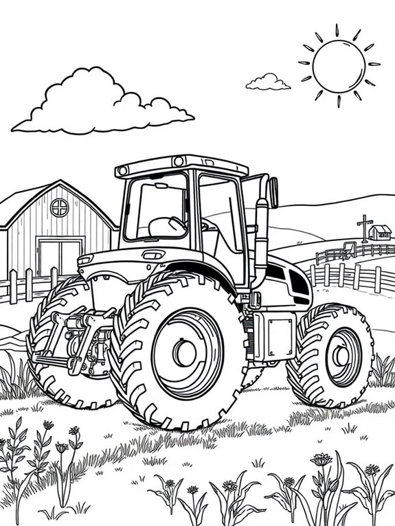 farm tractor coloring page