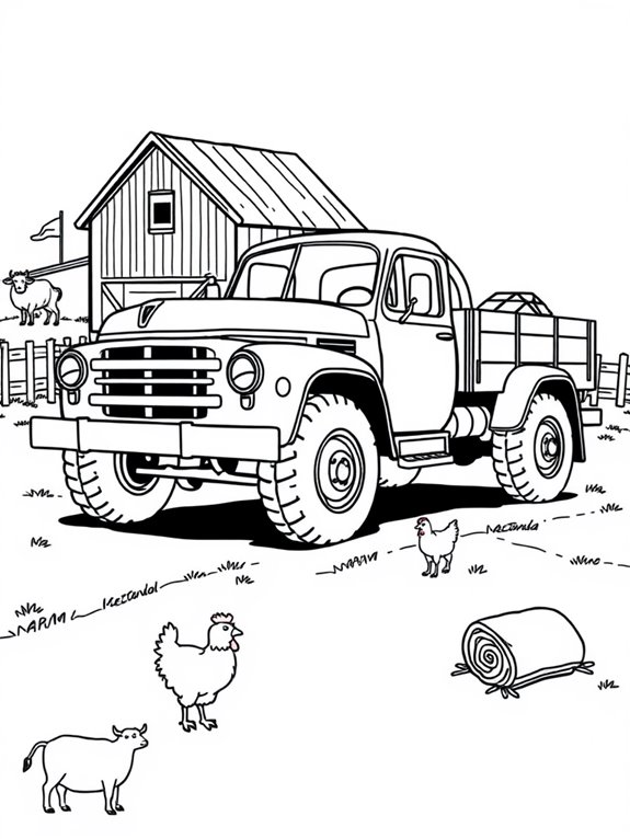 farm truck coloring outline