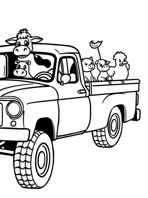 farm truck with animals