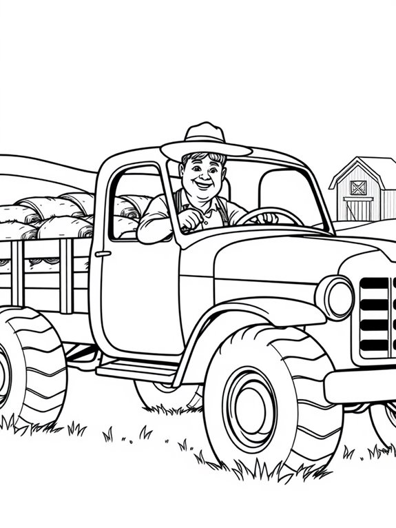 farmer driving farm truck