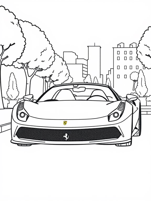 ferrari parked coloring page