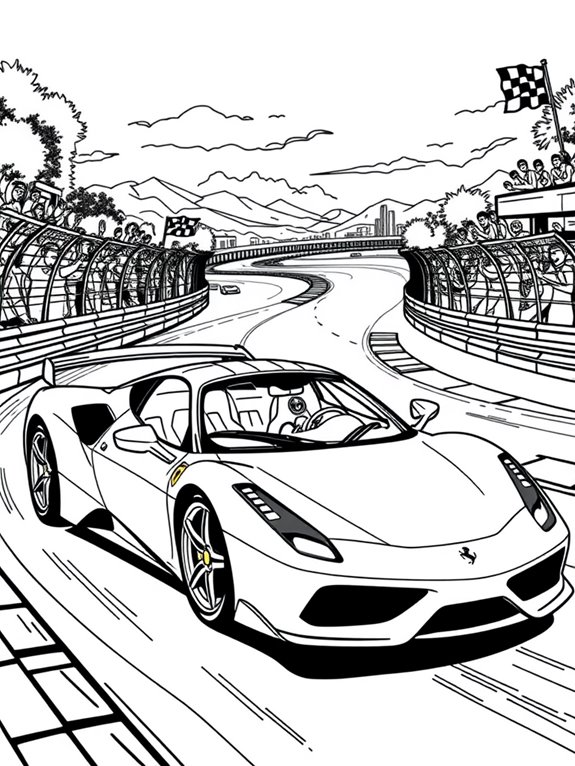 ferrari racing scene coloring