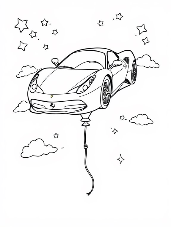 ferrari themed balloon coloring page