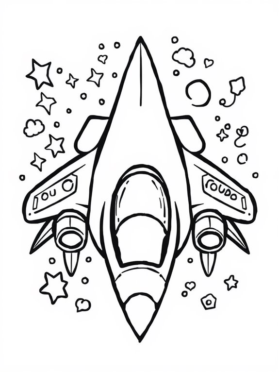 fighter jet doodle coloring page