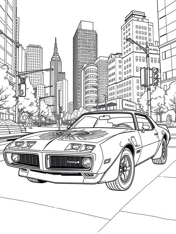 firebird cityscape coloring page